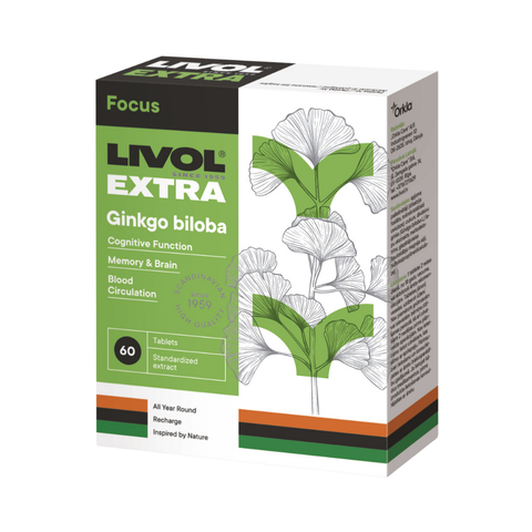 Livol EXTRA Ginkgo Biloba – 60 tabletes koncentrētam Ginkgo biloba ekstraktam