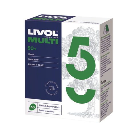 Livol MULTI Pieaugušajiem 50+ – Vitamīnu un minerālvielu komplekss 50+ vecumposmam (60 tabl.)
