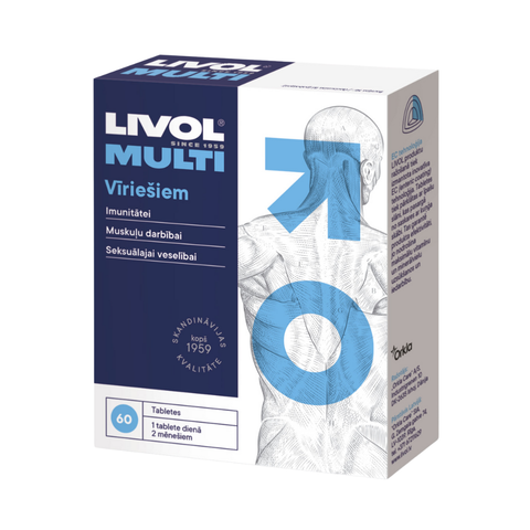 Livol Multi Vīriešiem – Vitamīni un minerālvielas vīriešu veselībai (60 tabletes)