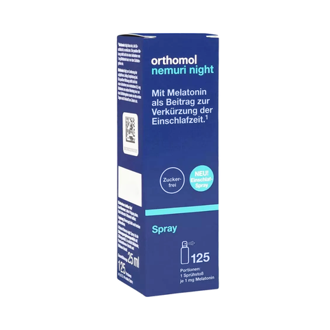 Orthomol nakts miera sprejs ar 1 mg melatonīna vienā izsmidzinājumā – 125 devas (25 ml) dabiskai iemigšanai un miera sajūtai