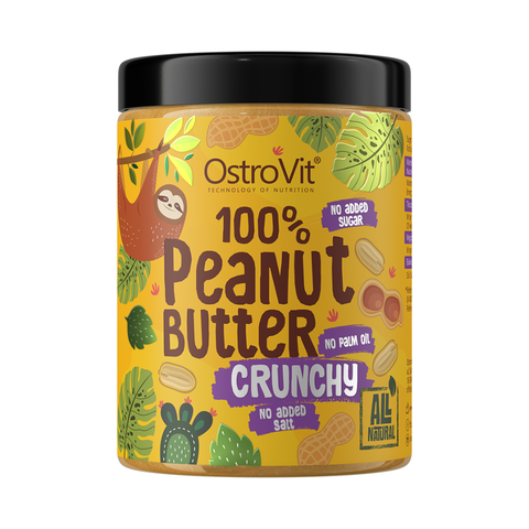 OstroVit 100% Peanut Butter Crunchy – 1000 g kraukšķīga zemesriekstu sviesta versija