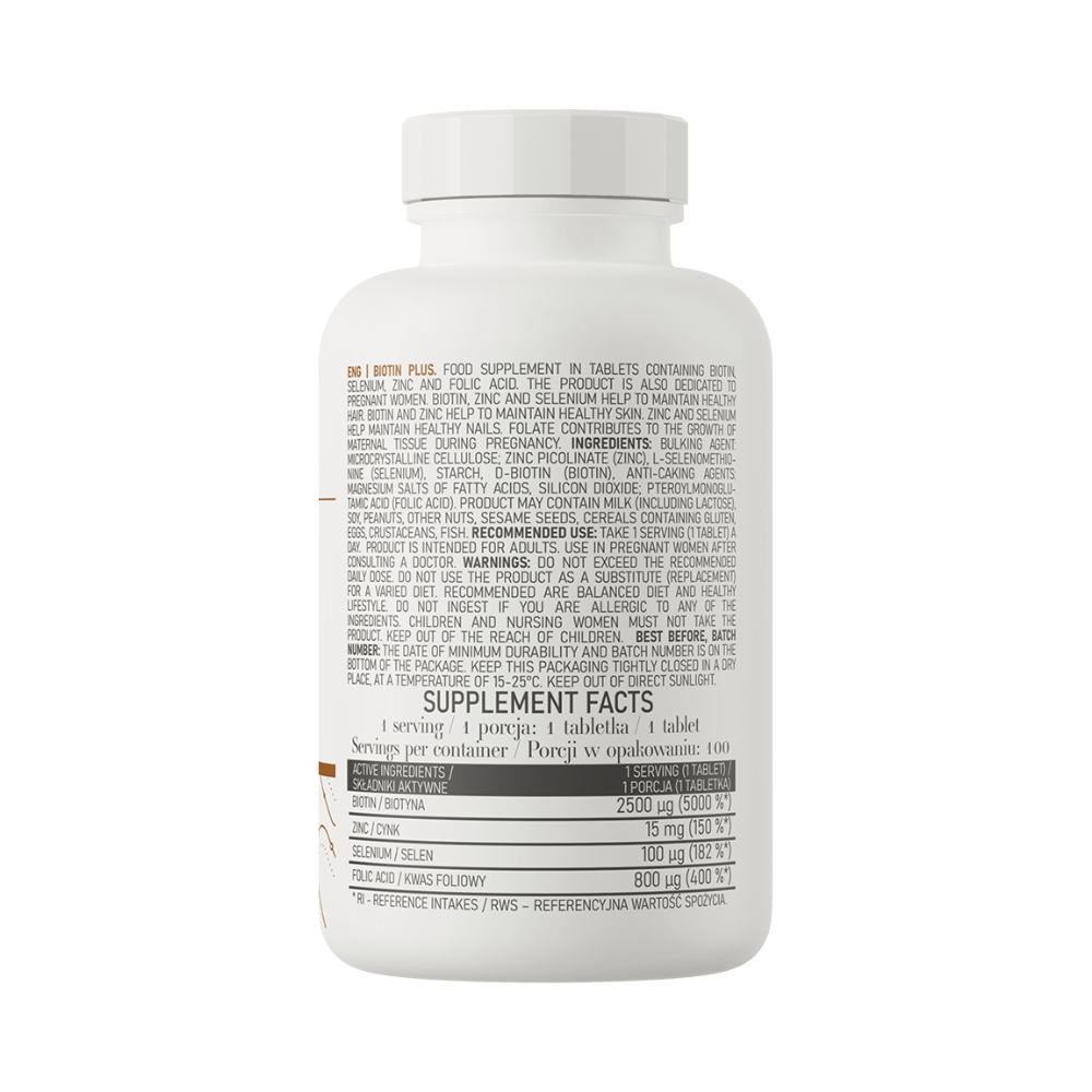 OstroVit Biotiin Plus 100 tabletti – ilu, energia ja tervise toetamiseks – agmarket.lv