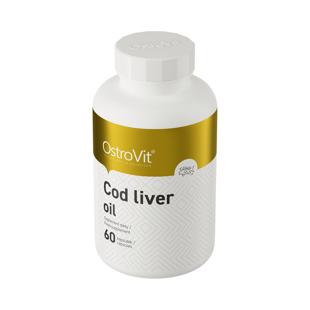 OstroVit Cod Liver Oil 60 kapsulių – A ir D vitaminai su Omega-3 imuninei sistemai, širdžiai ir regėjimui