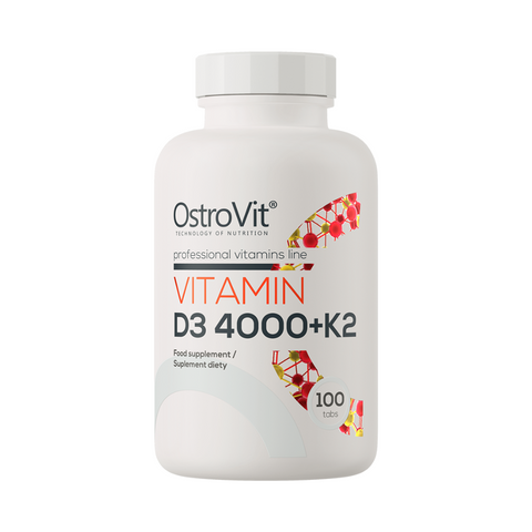 OstroVit D3 4000 IU + K2 100 tabletes – vitamīni kaulu veselībai un imunitātes stiprināšanai – agmarket.lv

