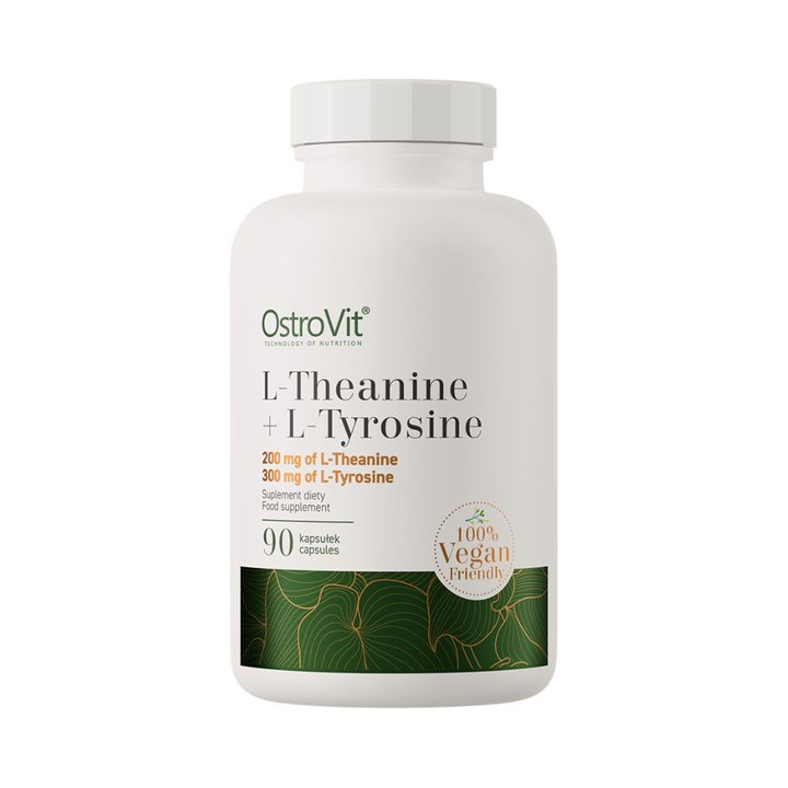 OstroVit L-Theanine + L-Tyrosine VEGE 90 kapsulas – fokusam, relaksācijai un prāta skaidrībai