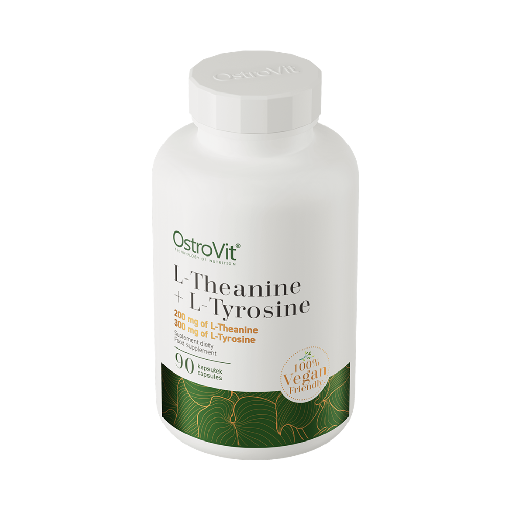 OstroVit L-Theanine + L-Tyrosine VEGE 90 kapsulės – susikaupimui, atsipalaidavimui ir proto aiškumui