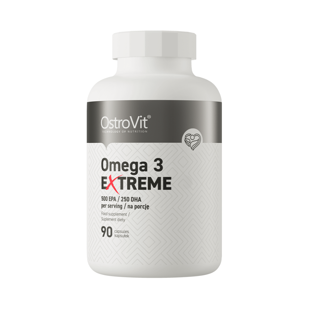 OstroVit Omega 3 Extreme 90 kapsulas – koncentrēta zivju eļļa ar EPA un DHA sirds un smadzeņu veselībai