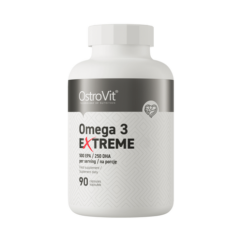 OstroVit Omega 3 Extreme 90 kapsulas – koncentrēta zivju eļļa ar EPA un DHA sirds un smadzeņu veselībai