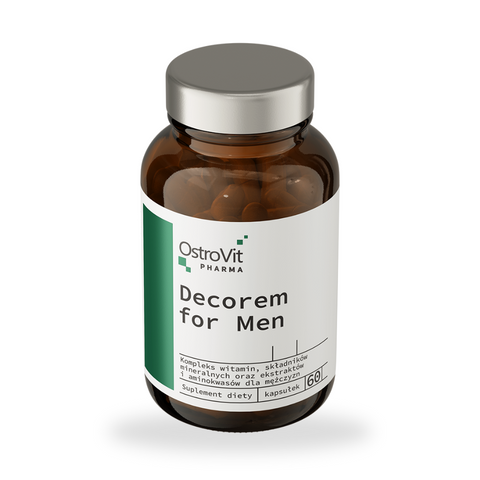 OstroVit Pharma Decorem For Men – 60 kaps., vīriešu veselībai, enerģijai un hormonālā līdzsvara uzturēšanai