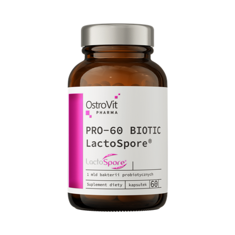 OstroVit Pharma PRO-60 BIOTIC LactoSpore® 60 kapsulas – Spēcīgs probiotikas atbalsts zarnu veselībai un imunitātei