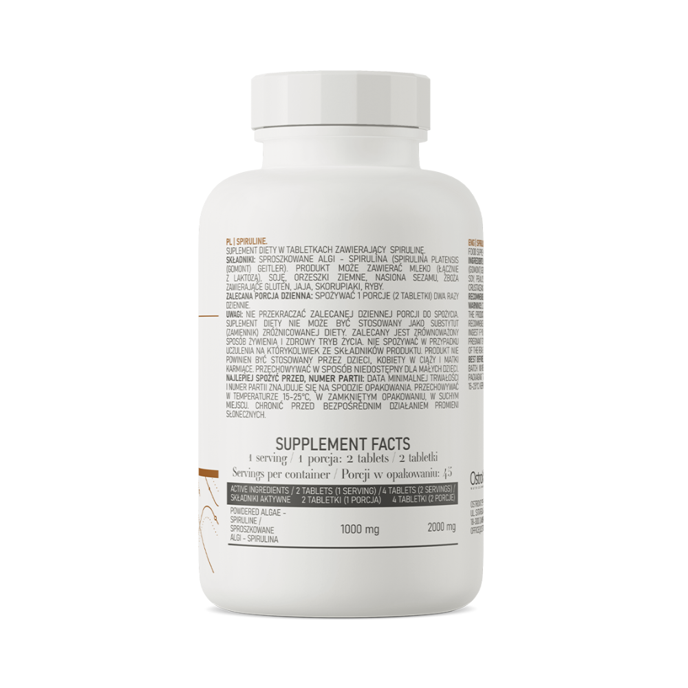 OstroVit Spiruline 90 tabletti – spirulina immuunsuse, detoksi ja elujõu toetamiseks