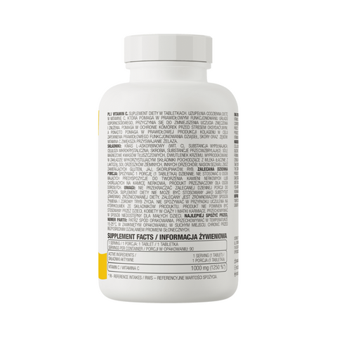 OstroVit Vitamin C 1000 mg 90 tabletes – Spēcīgs antioksidants imunitātes un enerģijas atbalstam