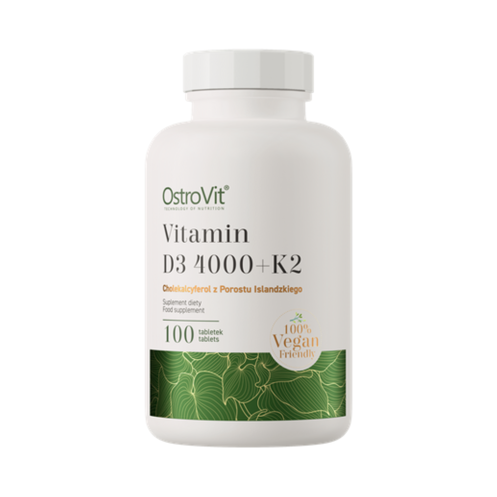 OstroVit D3 4000 IU + K2 VEGE vitamīni – kaulu, sirds un imunitātes veselībai – kauliem, kaulai, luudele – agmarket.lv