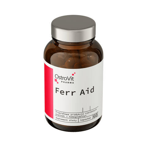 OstroVit Pharma Ferr Aid 60 kapsulas, dzelzs piedeva enerģijas atjaunošanai