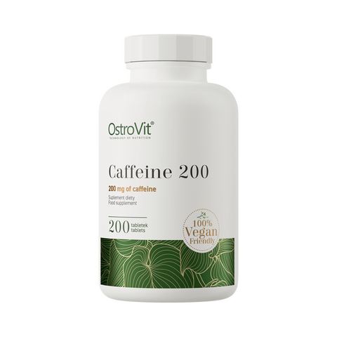OstroVit Caffeine 200 mg – 200 tab., tīra kofeīna deva enerģijai, koncentrācijai un fiziskajai izturībai