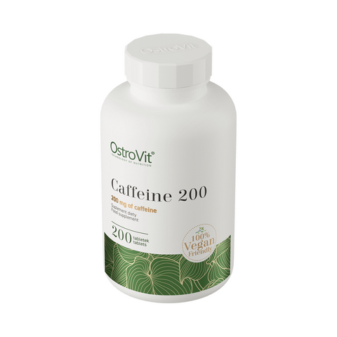 OstroVit Caffeine 200 mg – 200 tab., tīra kofeīna deva enerģijai, koncentrācijai un fiziskajai izturībai