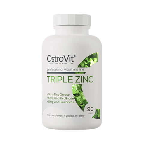 OstroVit Triple Zinc 90 kapsulas, cinks – imunitātei, ādai un hormonālajam līdzsvaram