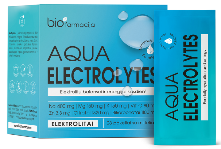 BIOFARMACIJA Aqua Electrolytes paciņu pulveris 28 paciņās