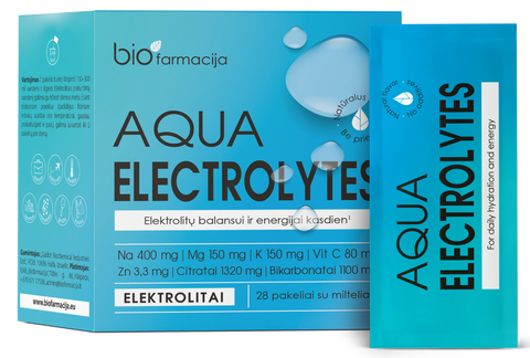 BIOFARMACIJA Aqua Electrolytes paciņu pulveris 28 paciņās