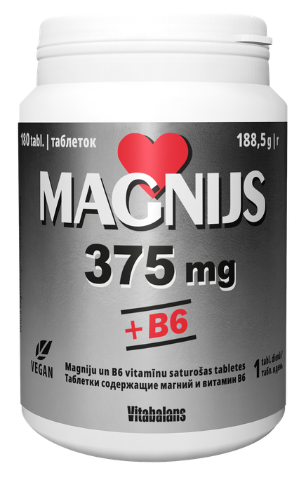VITABALANS B6 vitamīns + Magnijs 375 mg tabletes (180 gab.)
