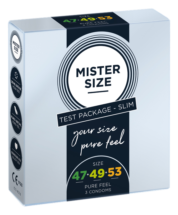 MISTER SIZE prezervatīvi 47-49-53 — 3 izmēri komplektā