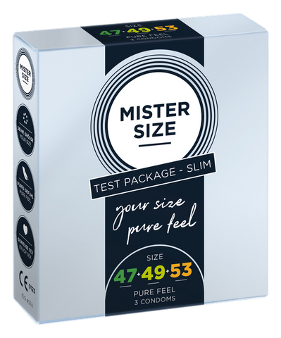 MISTER SIZE prezervatīvi 47-49-53 — 3 izmēri komplektā
