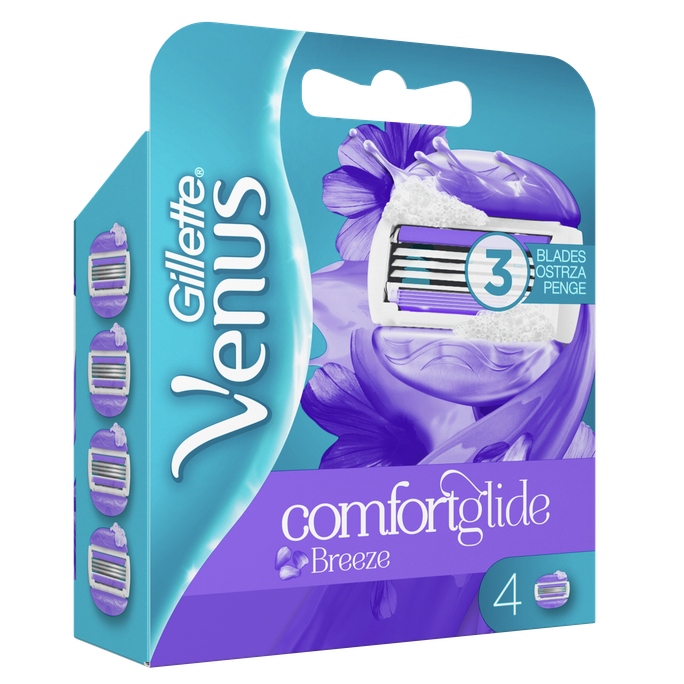 GILLETTE Venus Comfortglide Breeze - 4 skuvekļa asmens kasetnes sievietēm