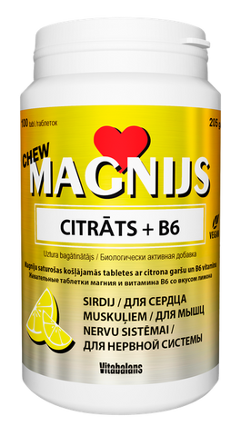 VITABALANS B6 + Magnija Citrāts 375 mg Košļājamās tabletes, 100 gab.