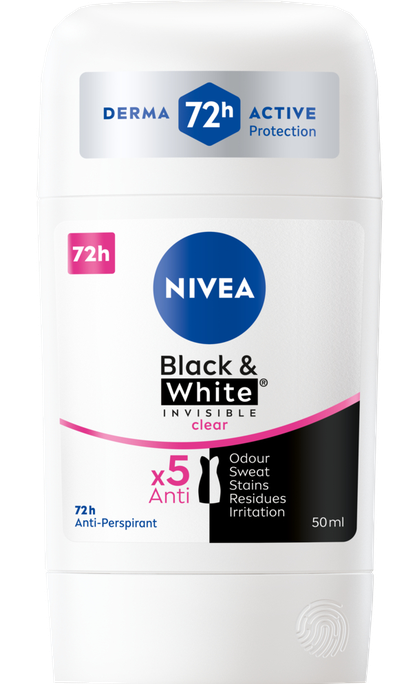 NIVEA Black & White Clear antiperspirants zīmulis sievietēm, 50 ml