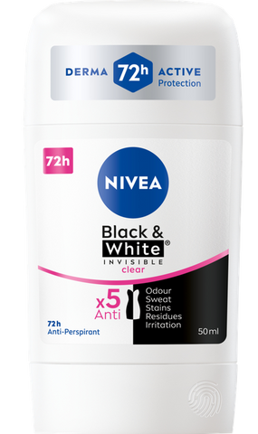 NIVEA Black & White Clear antiperspirants zīmulis sievietēm, 50 ml