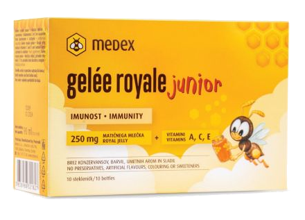MEDEX Junior Shot Gelée Royale pudelītes (9 ml), 10 gab.
