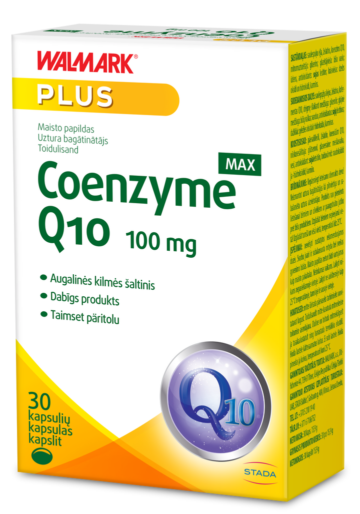 WALMARK Koenzīma Q10 Forte 100 mg — 30 kapsulu iepakojums