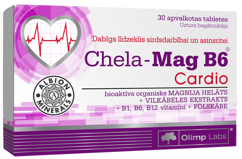 OLIMP LABS Chela Mag B6 Cardio 30 tabletes sirdsdarbībai un asinsritei