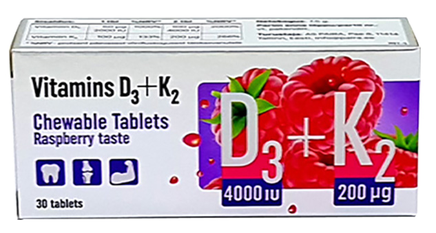 PHARMPRO K2+D3 košļājamās tabletes, 30 gab.