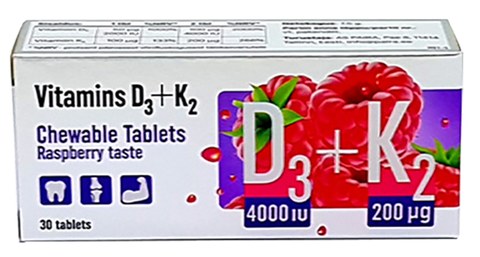 PHARMPRO K2+D3 košļājamās tabletes, 30 gab.