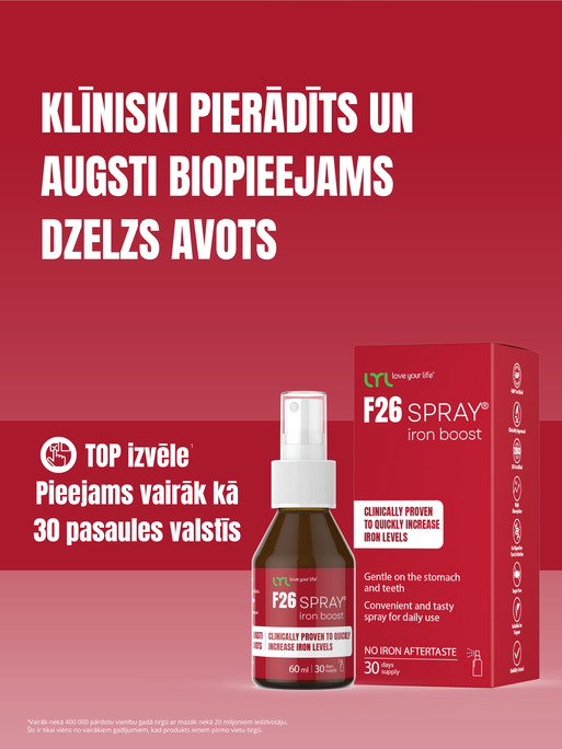 F26 SPRAY iron boost sprejs dzelzs stiprinājumam (60 ml, 30 devas) bērniem un pusaudžiem