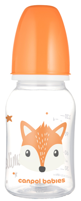 CANPOL BABIES Mājīgie dzīvnieki Oranža pudelīte, 120 ml