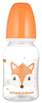 CANPOL BABIES Mājīgie dzīvnieki Oranža pudelīte, 120 ml