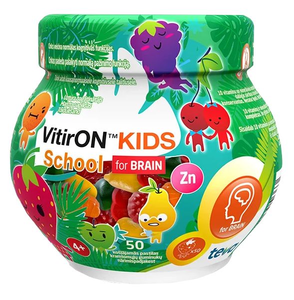 VITIRON Kids School for BRAIN košļājamās pastilas, 50 gab.