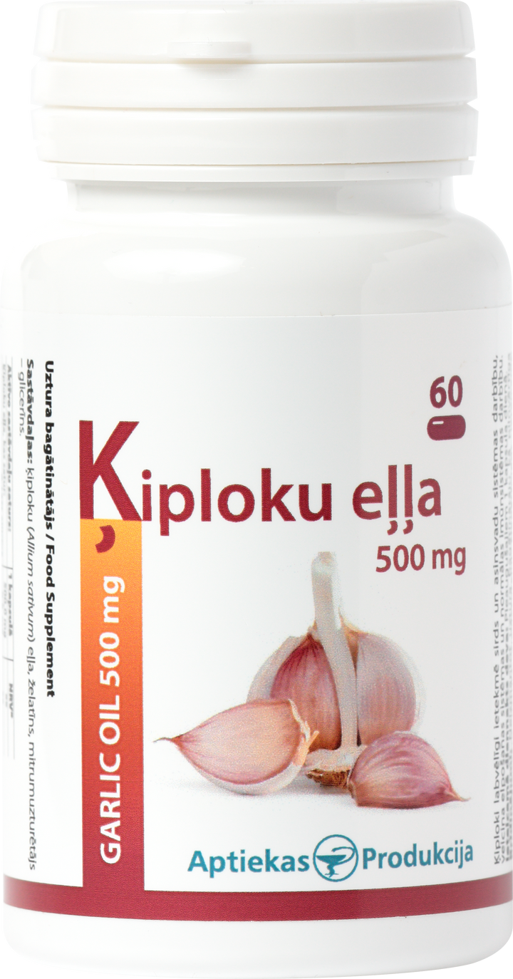 Ķiploku Eļļas kapsulas 500 mg - aptieksne produkcija, 60 iepakojumā