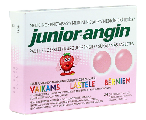 JUNIOR-ANGIN sūkājamās tabletes 24 tabletēs