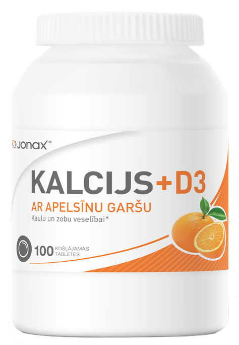 JONAX D3 un Kalcijs 500mg košļājamās tabletes, 100 gab.