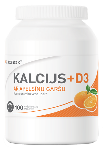 JONAX D3 un Kalcijs 500mg košļājamās tabletes, 100 gab.
