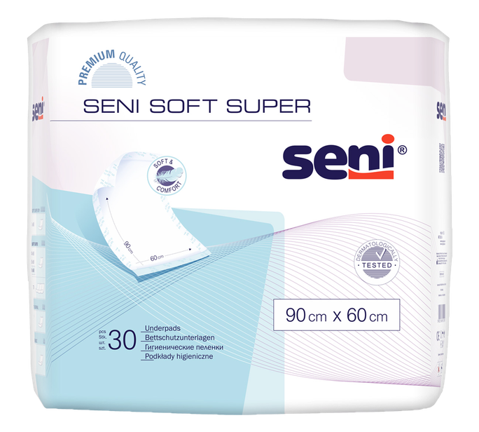 SENI Soft Super absorbējošie higiēniskie palaги 60 x 90 cm, komplekts 30 gab.