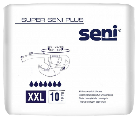 Autiņbiksītes Seni Super Plus XXLarge (160-210 cm), iepakojumā 10 gab.