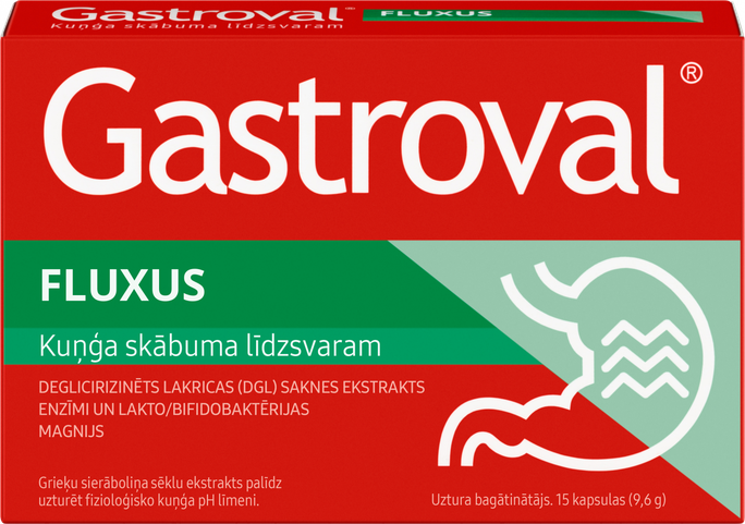 GASTROVAL Fluxus - 15 kapsulas gremošanai