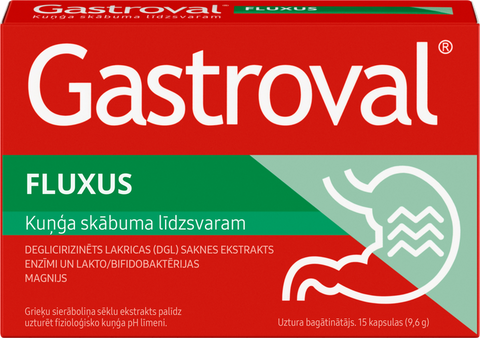 GASTROVAL Fluxus - 15 kapsulas gremošanai
