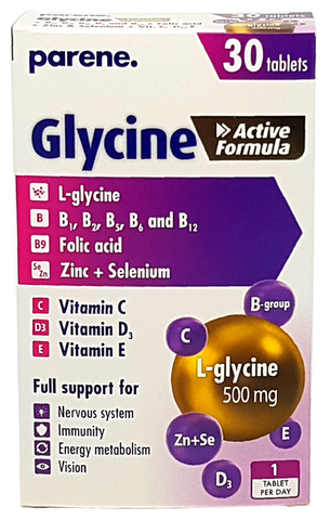 Glicīna komplekss PARENE Active Formula, 30 tabletes nervu sistēmas stiprināšanai