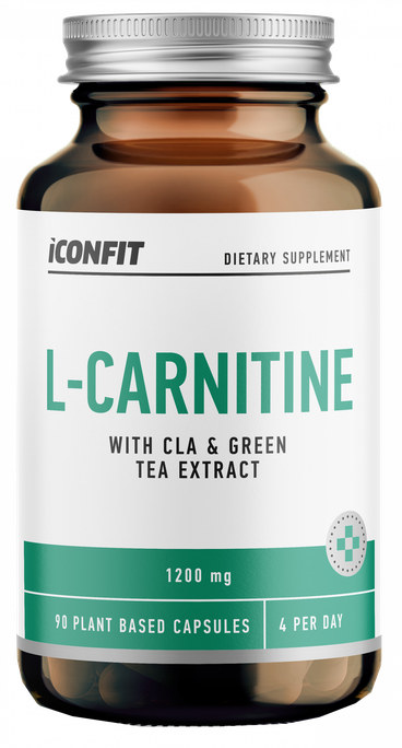 L-karnitīns ar zaļās tējas ekstraktu un CLA 1200 mg, 90 kapsulas ICONFIT
