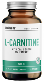L-karnitīns ar zaļās tējas ekstraktu un CLA 1200 mg, 90 kapsulas ICONFIT
